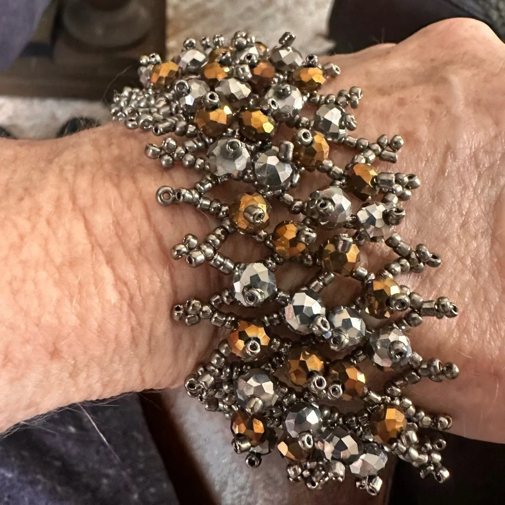 Elegant Silver and Gold Beaded Bracelet